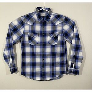 American Eagle Outfitters Vintage Fit White And Blue Plaid Size M Long Sleeve